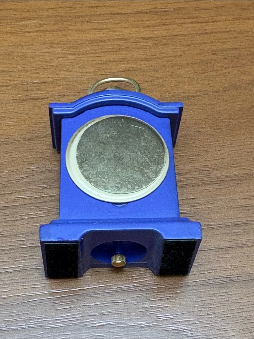 Miniature purple marbled desk clock/travel clock with gold accents
